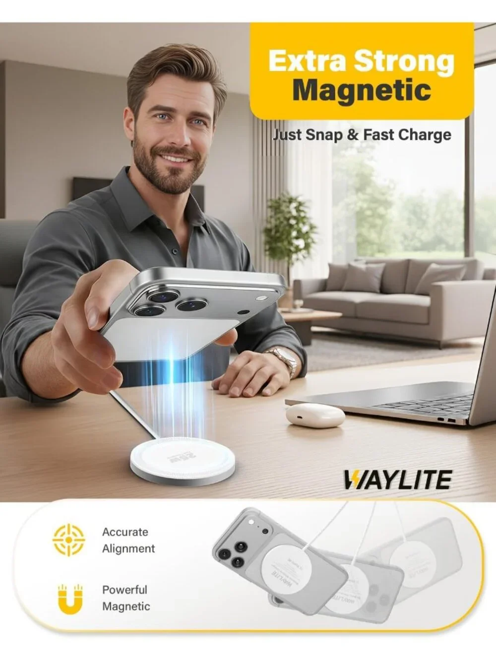 25W Magnetic Wireless Charger - Fast 6FT Charging Pad for iPhone, Galaxy & Pixel